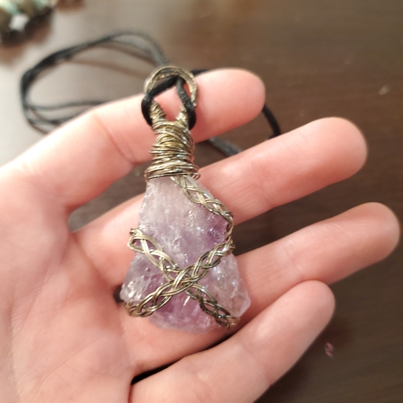 Hand Crafted Amethyst wire wrap pendant - Picture 2 of 2